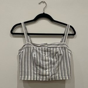 Cute Brandy Melville Blue & White Striped Button Tank Top